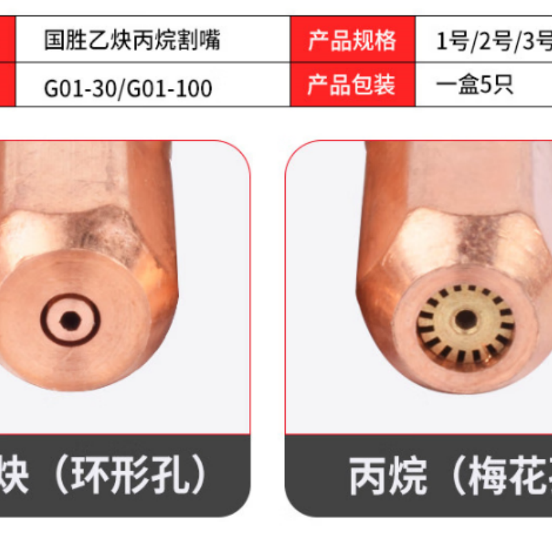 GUOSHENG/国胜 丙烷割嘴 G01-30 2# 5只 1盒高清大图