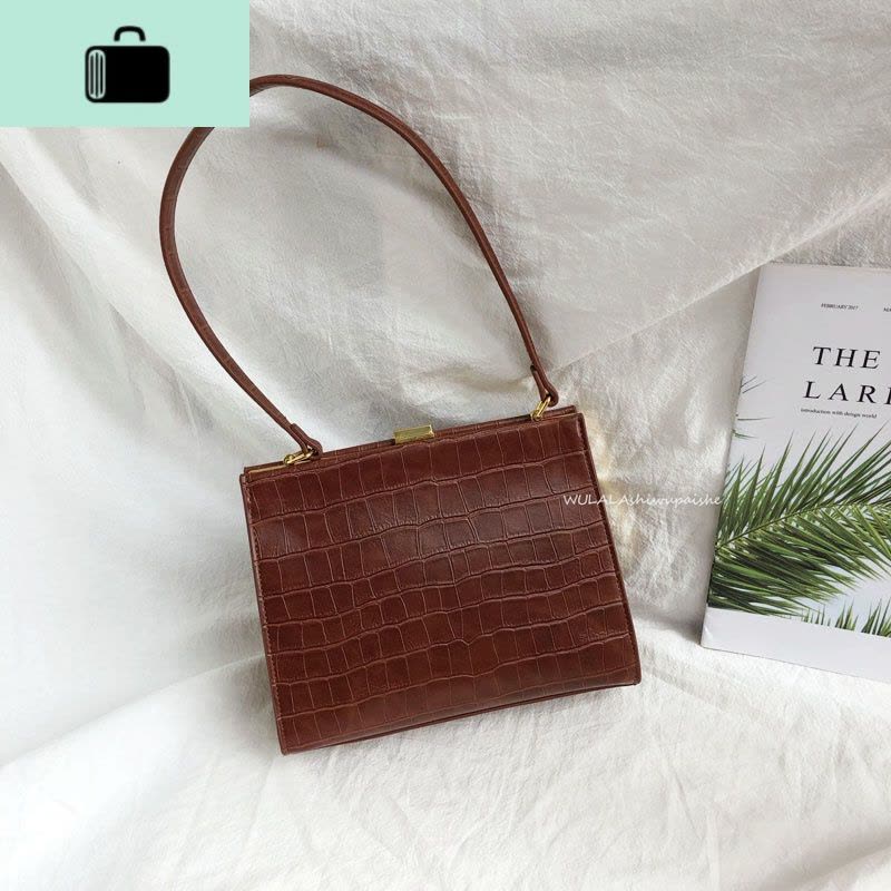 2020 新款韩国时尚气质石头纹腋下包女单肩复古金属夹子包斜挎包NEW LAKE女斜挎包图片