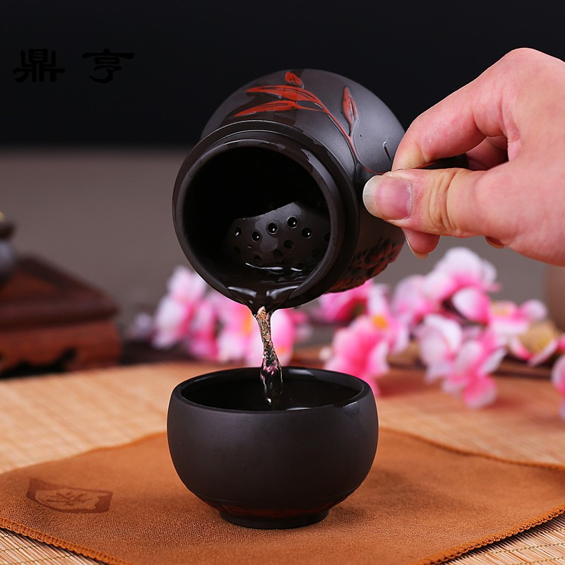 鼎亨紫砂杯快客杯一壶一杯过滤泡茶杯1人功夫茶具陶瓷五福盖杯喝