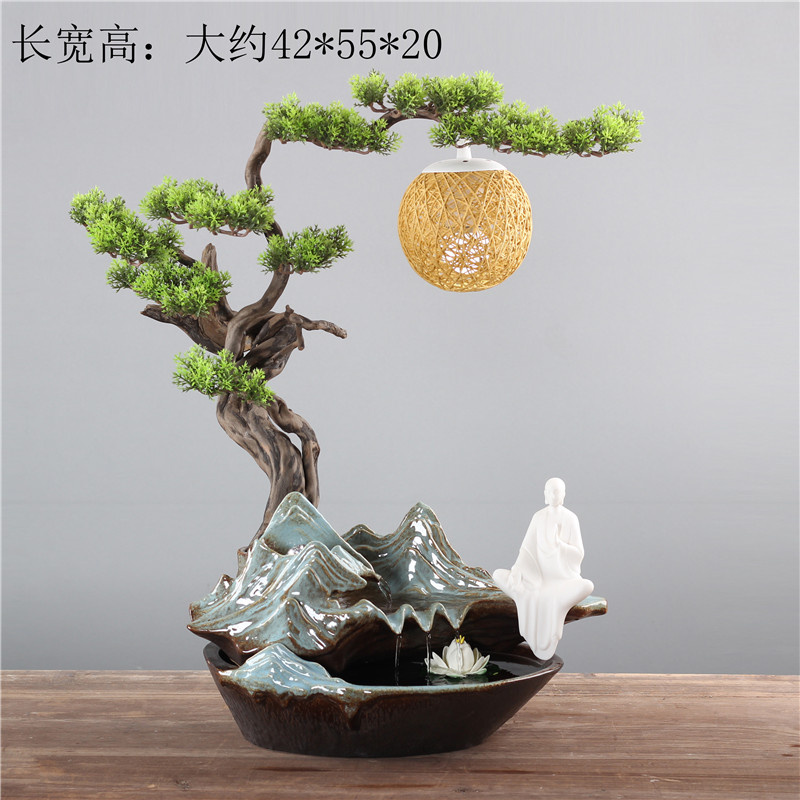 流水器摆件 开业礼品 电视柜办公室小鱼缸新中式陶瓷禅意客厅摆件 三维工匠 禅思高清大图