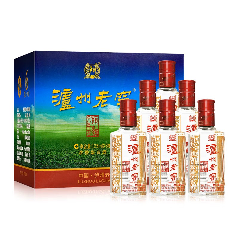 [MN]泸州老窖六年窖头曲52度125ML*1瓶光瓶浓香型白酒单瓶试饮装