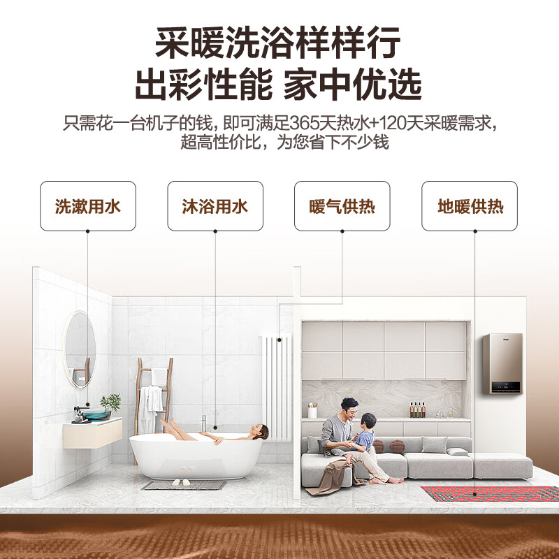 海尔(Haier)燃气热水器板换式壁挂炉采暖炉20KW天然气暖气片地暖全屋供暖适用50-120平采暖洗浴两用HJ5高清大图