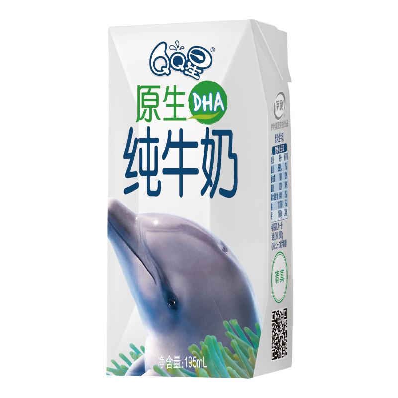 伊利QQ星DHA纯牛奶195mL*12