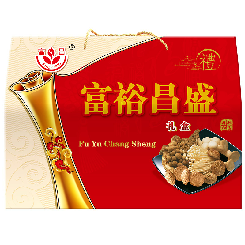 富昌富裕昌盛礼盒1.895kg(银耳木耳桂圆花菇滑子蘑枸杞枣)团购节日送礼员工福利节日礼品定制