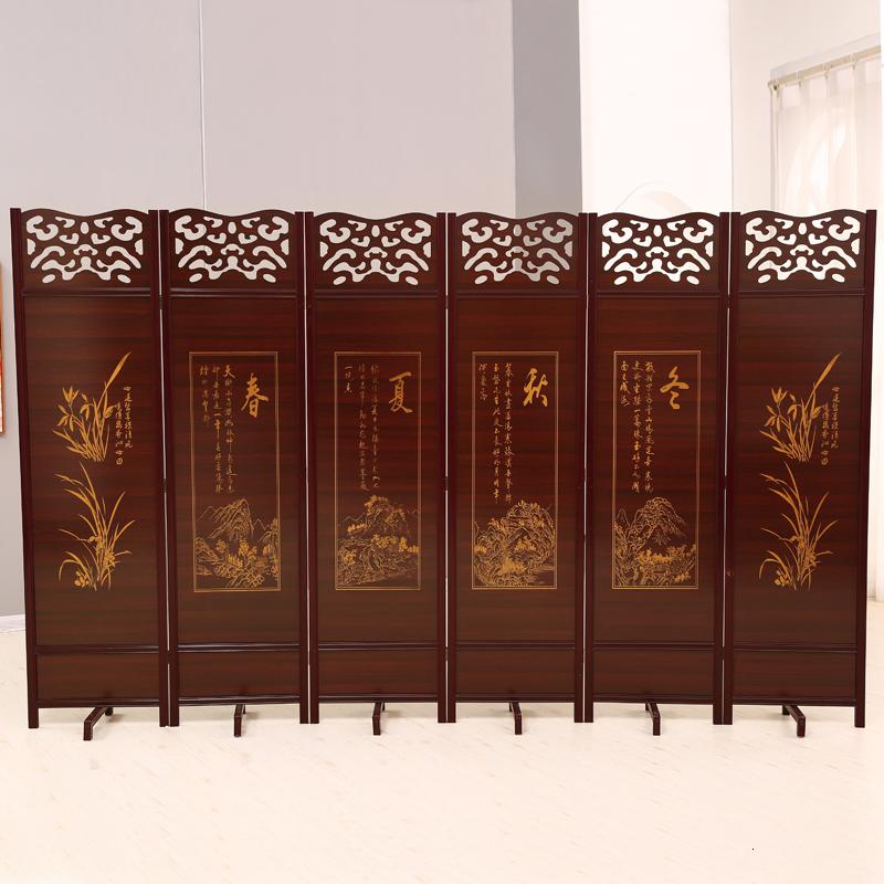 BONJEAN实木仿古屏风隔断现代中式移动折屏客厅餐厅玄关酒店双面折叠屏风高清大图