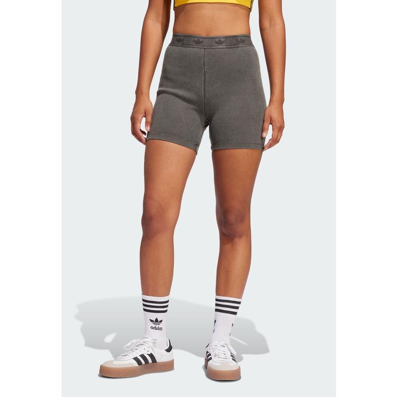 Adidas高弹力rib纹理修身短裤女高腰marl拼接舒适舞动休闲运动裤