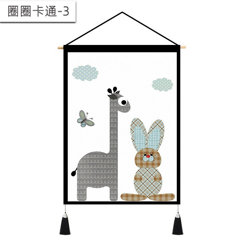 背景布风挂布 房间装饰画墙布北欧客厅沙发背景墙床头挂画 圈圈卡通-3 宽45cm*高65cm