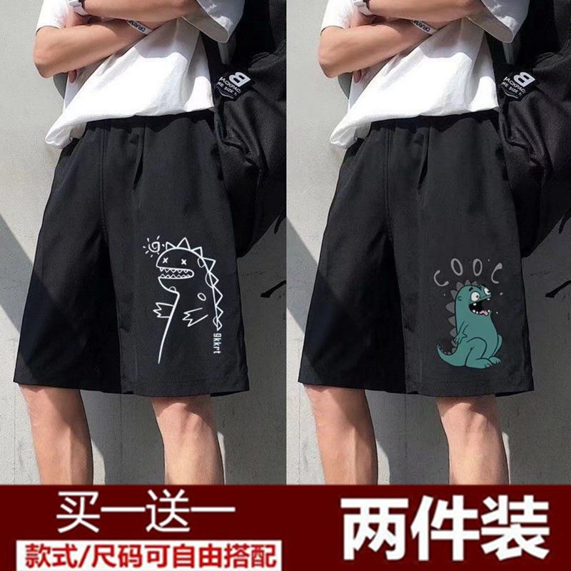 短裤男夏季潮牌潮流ins港风中裤薄款韩版宽松马裤休闲外穿五分裤 短裤#太阳龙[1件装] L 喜欢宽松拍大一码