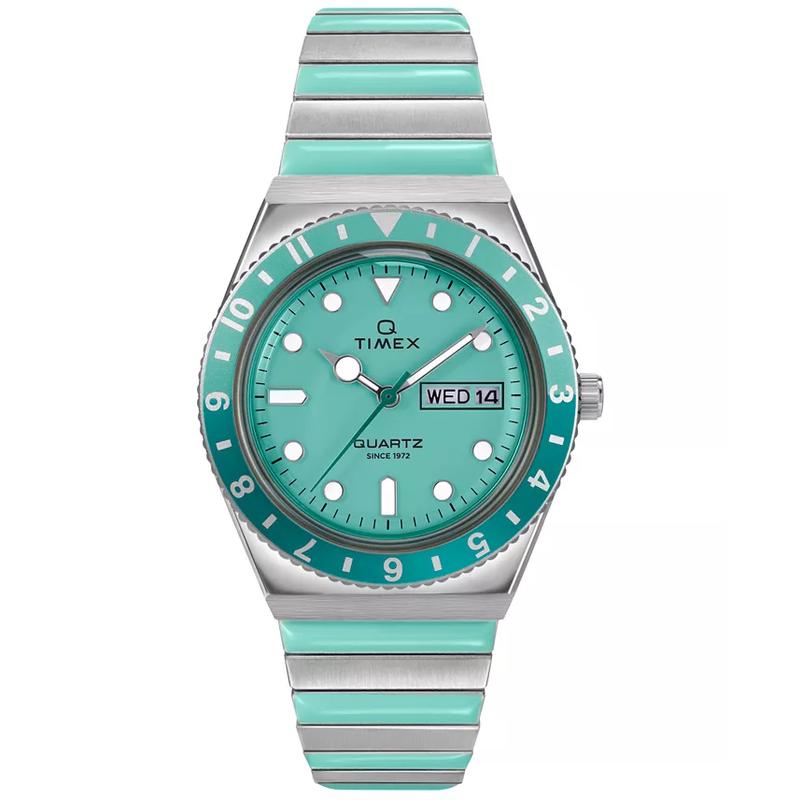 Timex 女士石英防水mm渐变蓝盘两tone不锈钢腕表