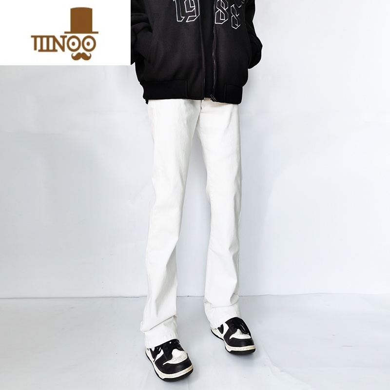 YANXU高街vibe微喇黑色牛仔裤男潮牌直筒显瘦美式百搭长裤cleanfit裤子高清大图