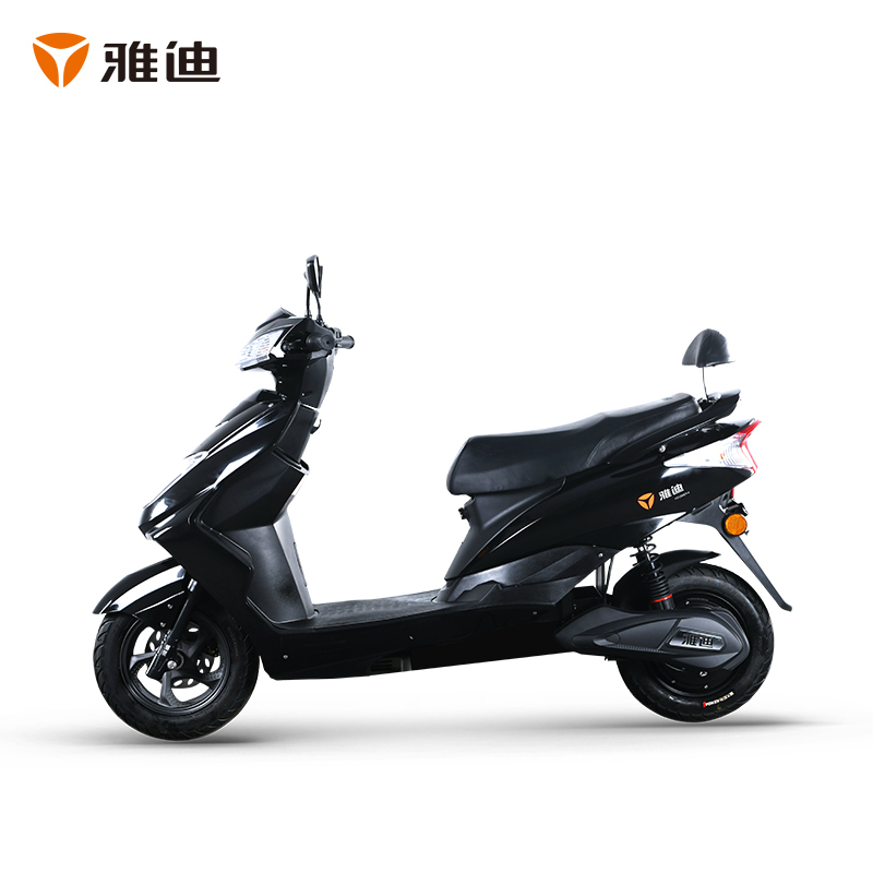 雅迪 新款豪战加长版 电动车 20ah时尚代步车电动轻便摩托车 黑色