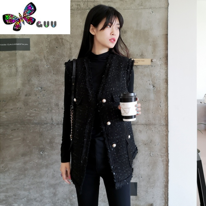 语娄小香风马甲女2023新款背心韩版编织宽松中长款马夹外套工装