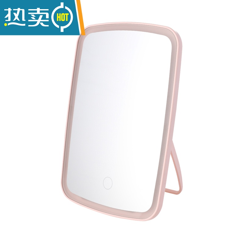 敬平led化妆镜带灯折叠便携补光学生宿舍台式桌面美颜梳妆镜子少女心便携式用镜 [折叠款]珍珠白-三色光 便携轻巧加大镜面高清大图