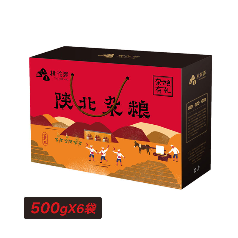 [中华特色]桃花峁陕西黄小米3kg陕北特产农家玉米糁绿豆红小豆高粱米黑豆黑小米 五谷杂粮礼盒装 营养食品