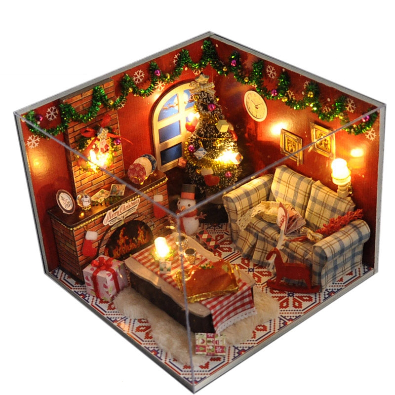 diy小屋北欧时光手工制作圣诞礼物女生模型拼装小房子玩具女孩_北欧时光工具胶水罩音乐情侣公仔
