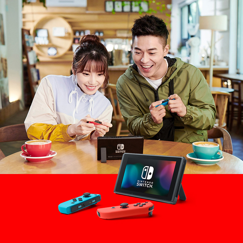 任天堂Nintendo Switch红蓝主机+舞力全开游戏实体卡+耀西的手工世界实体卡 家用游戏机