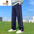 YANXU一条杠运动裤男款宽松卫裤女初中高中学生深蓝藏青色校服裤子 2XL150-170斤 D421-深蓝春秋款