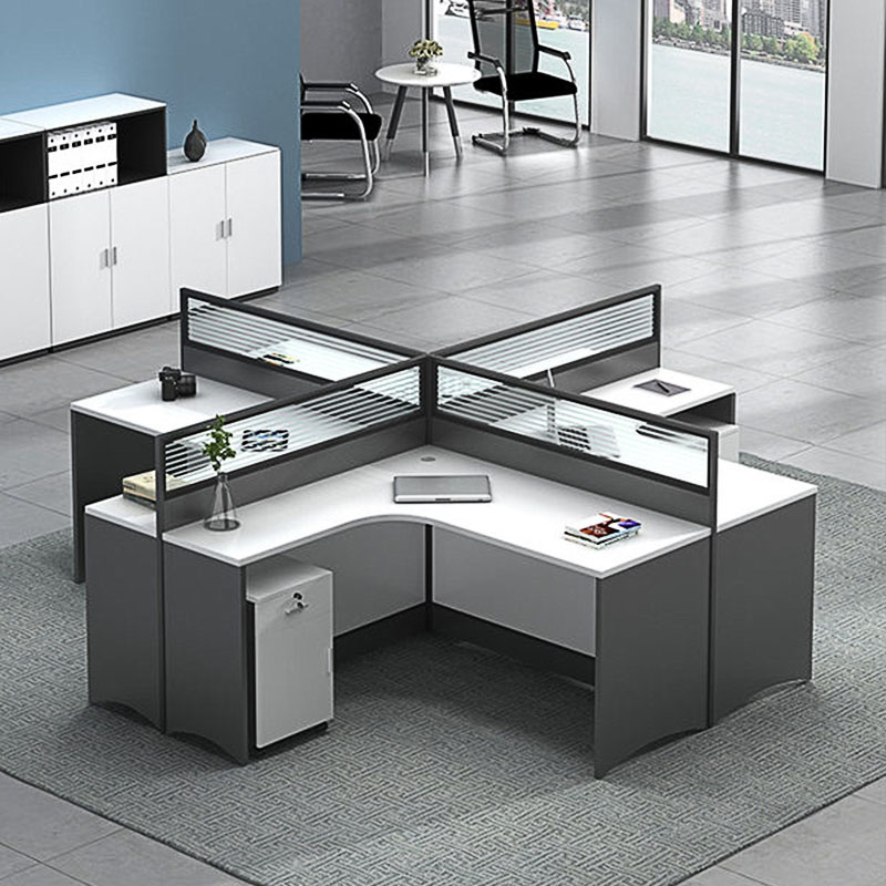 创世人 办公家具弧形工位办公桌4人位6人位办公室卡座员工电脑桌简约职员桌椅组合屏风卡位工位桌高清大图