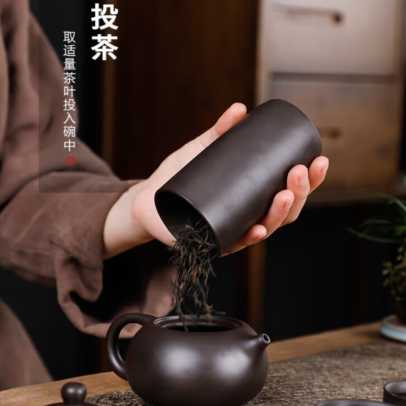紫砂旅行茶具 一壶四杯+茶叶罐-茶巾-旅行包高清大图