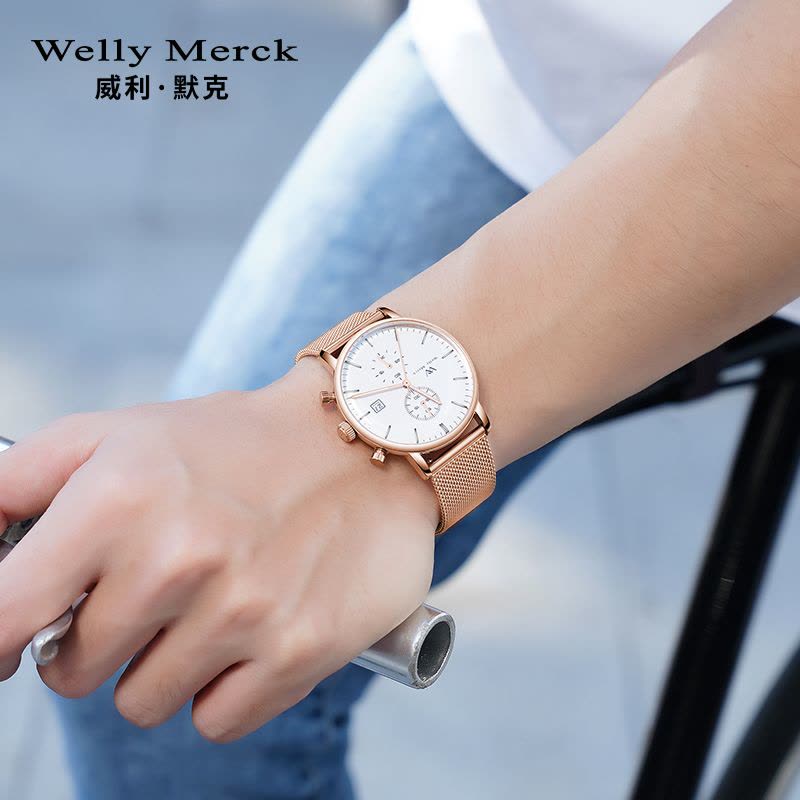welly merck 威利默克手表男石英表超薄学生防水个性男式时尚潮流男表WM006M图片
