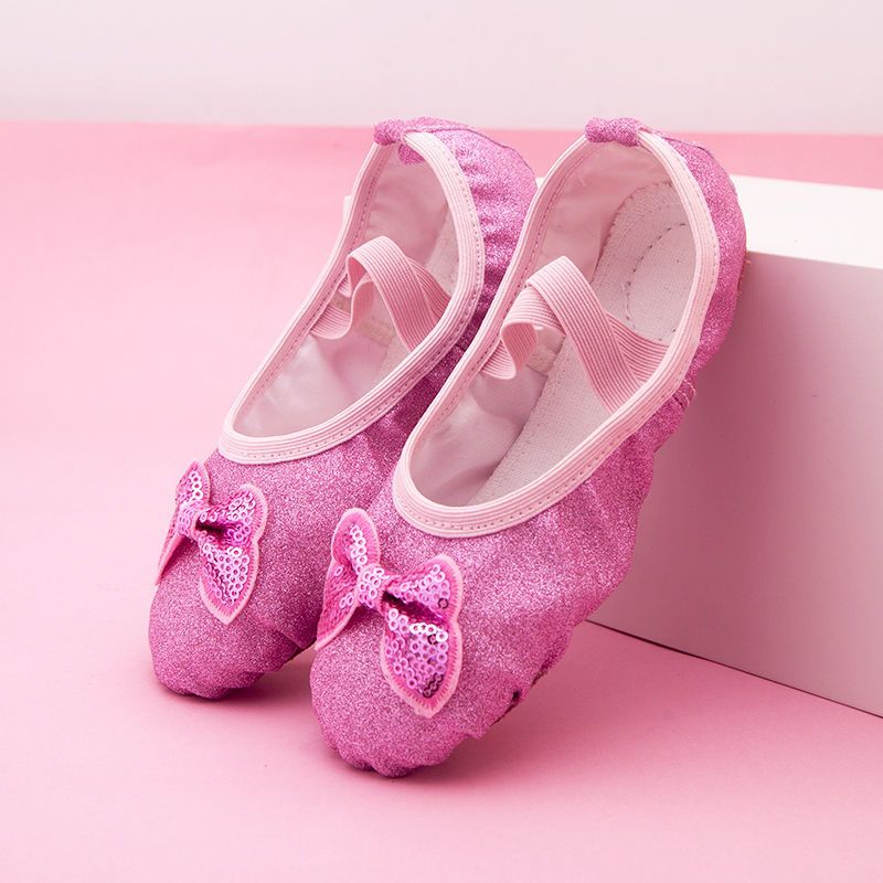 演出推荐款闪亮儿童芭蕾舞鞋女孩练功舞蹈鞋形体软底跳舞猫爪鞋皮头