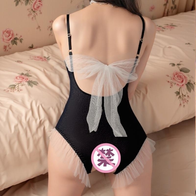长夜漫漫情趣内衣性感女仆开裆连体衣女蕾丝诱惑睡衣免脱制服2048高清大图