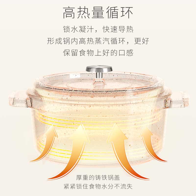 温仑山珐琅锅铸铁圆形锅炖煮煲汤锅 24cm VE033高清大图
