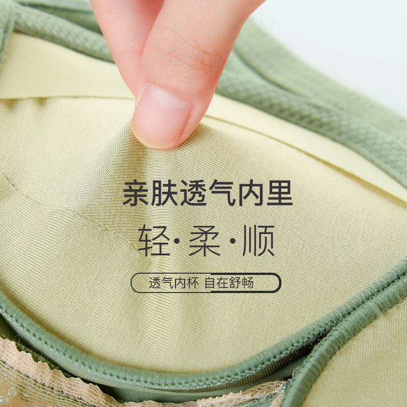 浪莎内衣女文胸无钢圈女士内衣无痕美背性感聚拢少女收副乳胸罩 可调节肩带气 [可调节肩带]气质咖-36码/80(AB通杯)