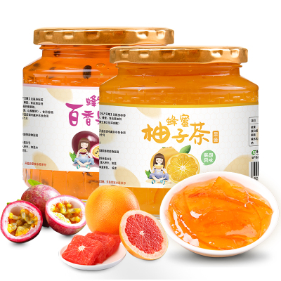 酥田自营蜂蜜柚子茶502g蜂蜜百香果茶502g组合饮品冲饮冲泡水果茶酱