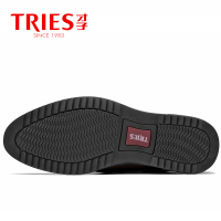 才子(TRiES)新款正装鞋 男士商务休闲鞋潮流系带耐磨皮鞋厚底牛皮德比鞋CZ1853