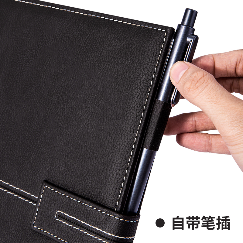 得力 3344单包插芯皮面本-16K-250mm*175mm/120张(黑)(本)高清大图