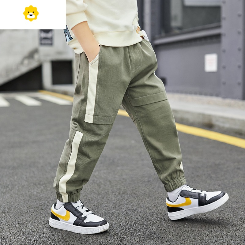 喻娄男童工装裤春款20新款儿童时尚休闲长裤中大童男孩运动裤子帅气