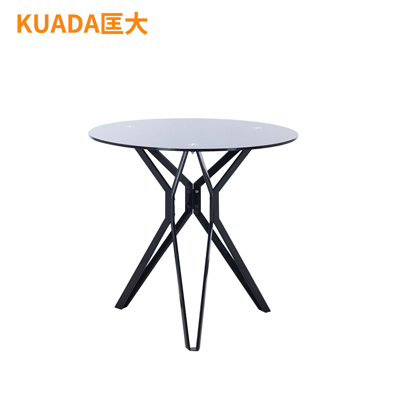 匡大 洽谈桌休闲圆桌玻璃圆几KDYZ-JSD004 800*800*760MM 黑色