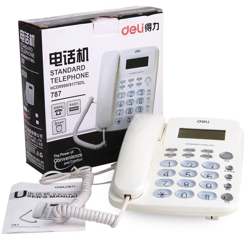 得力789来电显示办公家用电话机/固定电话/座机 时尚透明按键 耐磨不褪色高清大图
