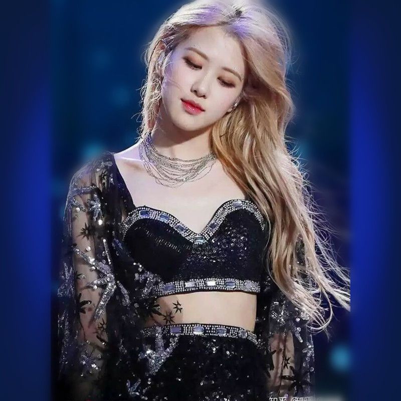 黑色01背心裙子sblackpink朴彩英rose同款亮片钻石背心网纱外套舞台装