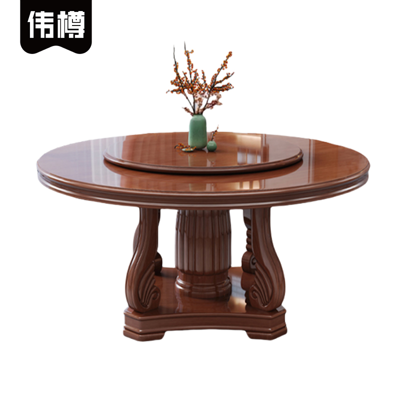 伟樽实木餐桌120*120*74cm张高清大图