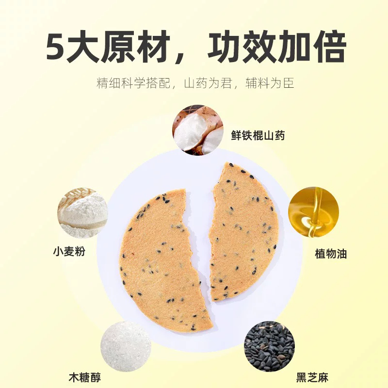 杞里香铁棍山药黑芝麻薄饼盒装山药饼干代餐饼干黑芝麻圆饼干开袋即食小吃高清大图