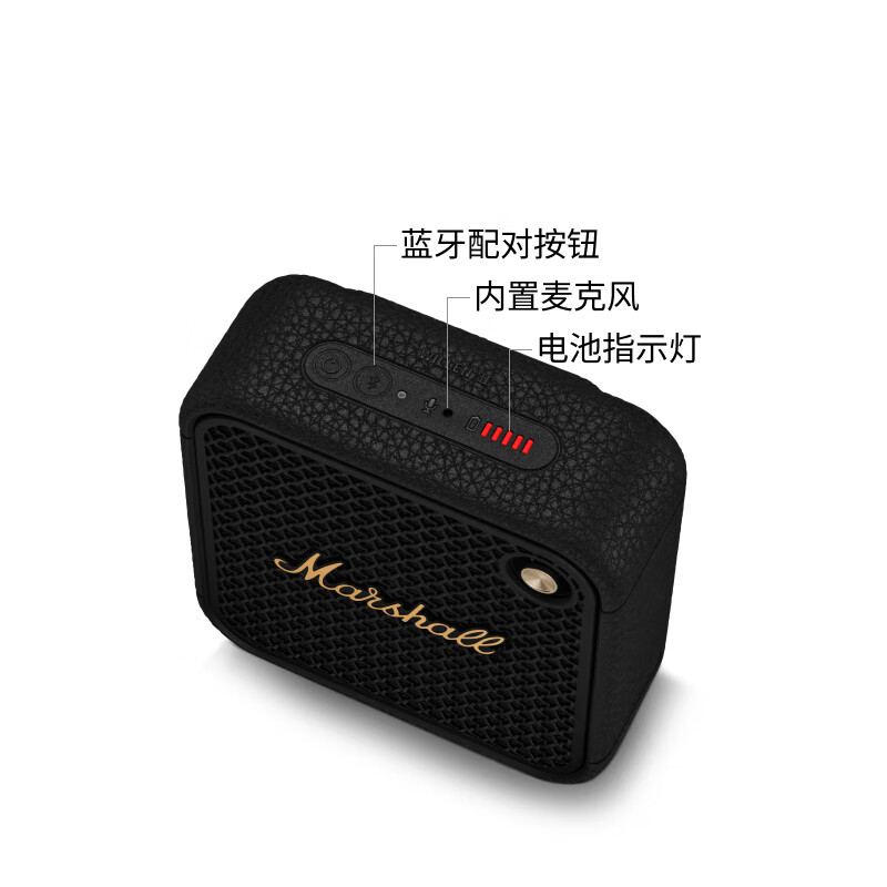 MARSHALL(马歇尔)WILLEN II 音箱便携式2代无线蓝牙家用户外防尘防水续航礼物小音响 黑金色高清大图