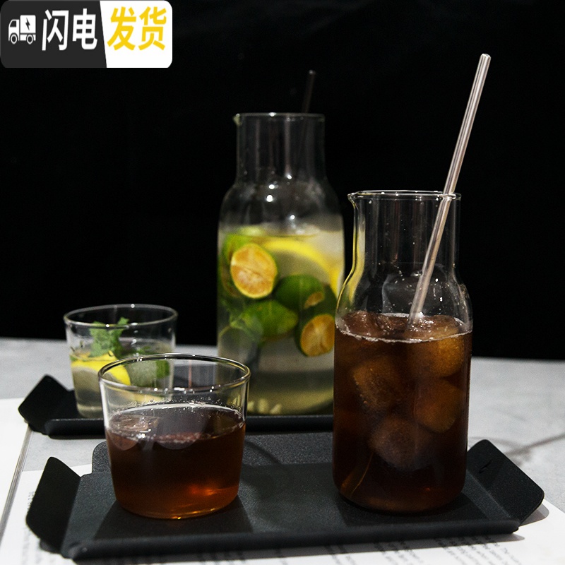 三维工匠日式一人饮玻璃分享冰咖啡冷萃瓶网红创意ins早餐茶壶牛奶果汁杯 分享杯/盖260×2咖啡器具高清大图
