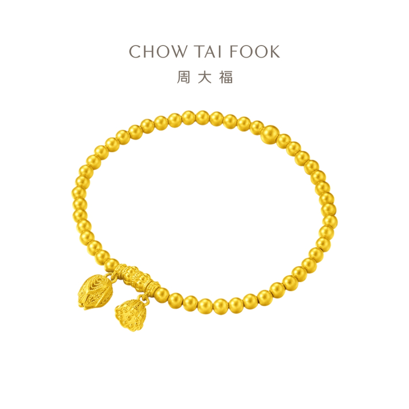 周大福经典传承系列圆满清莲花丝黄金足金手链工费1220计价f230517