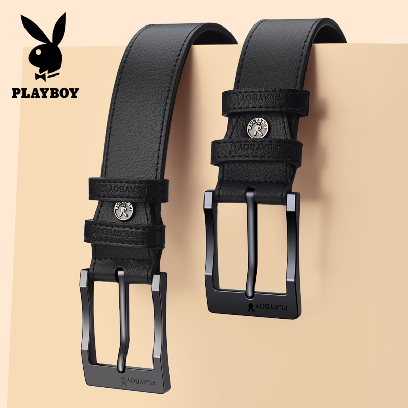 花花公子针扣皮带男士真皮牛皮纯商务腰带时尚男款潮青年正品裤带高清大图