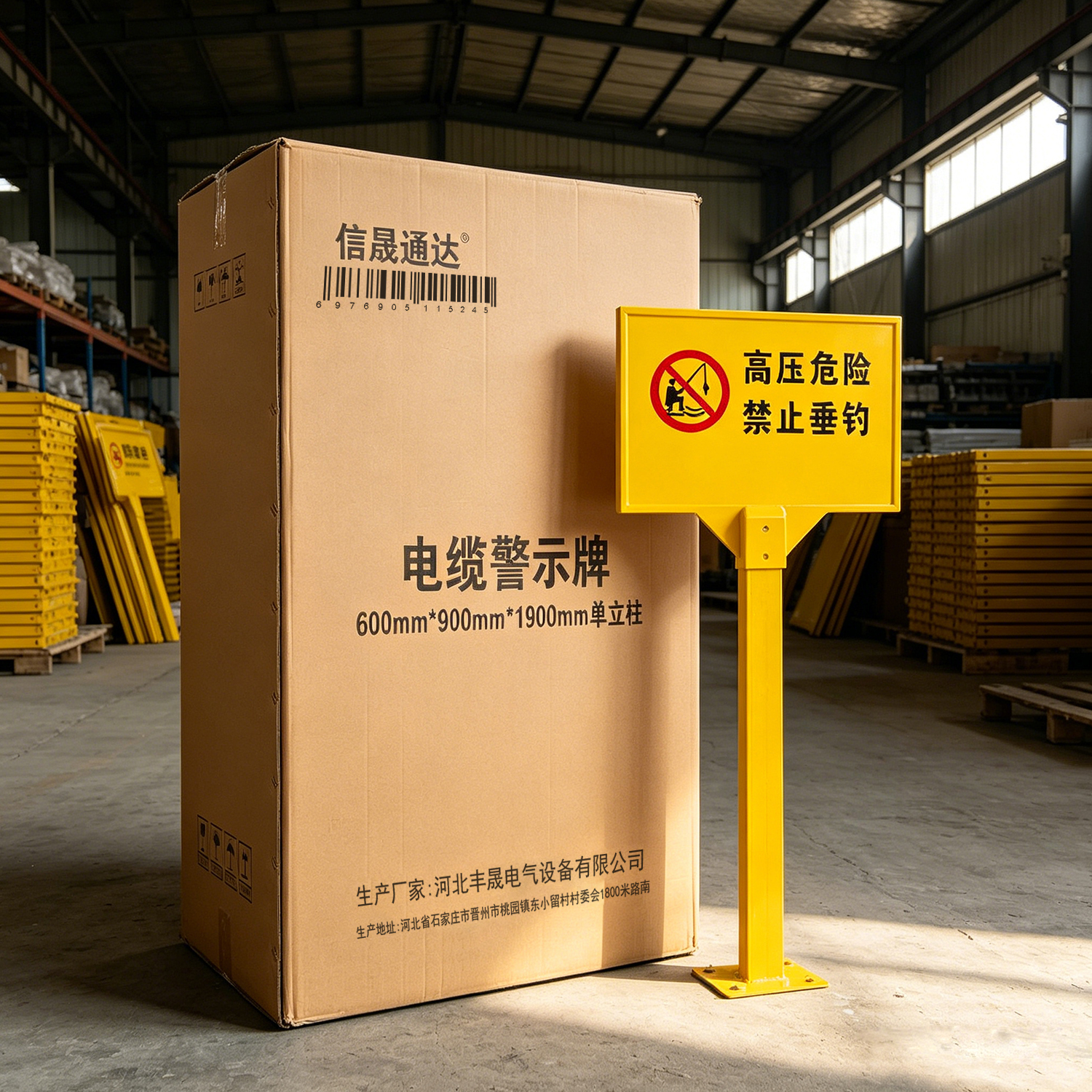信晟通达 电缆警示牌 600mm*900mm*1900mm单立柱 块高清大图