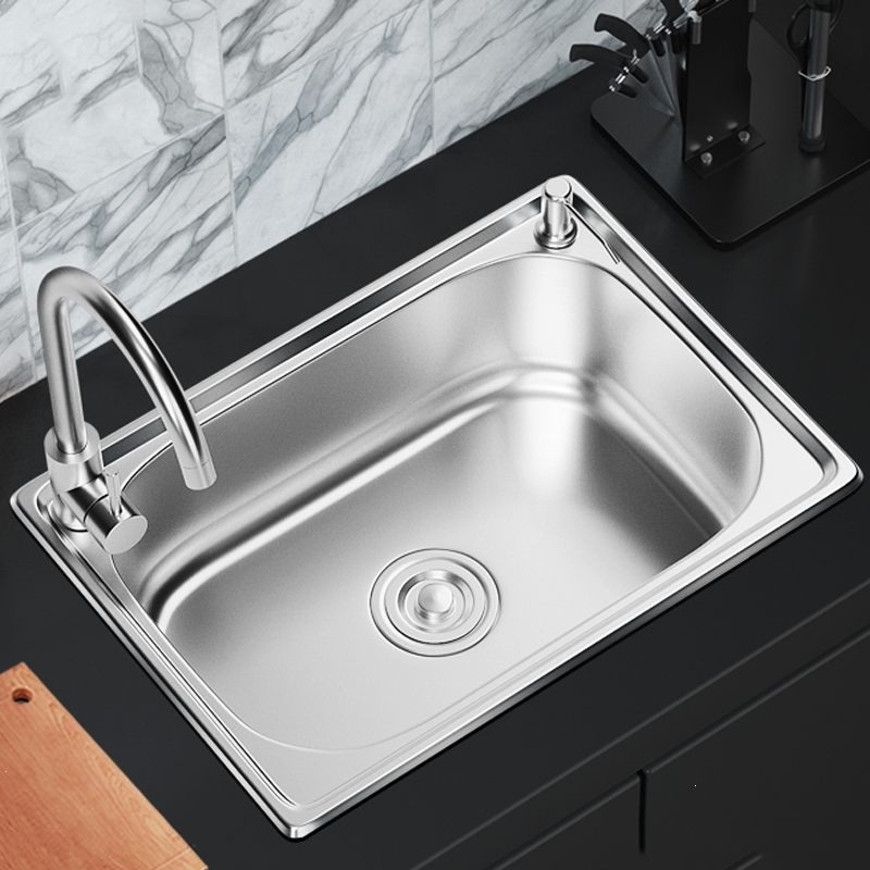 304不锈钢水槽单槽厨房洗菜盆古达洗碗盆加厚水池大小号一体家用套餐