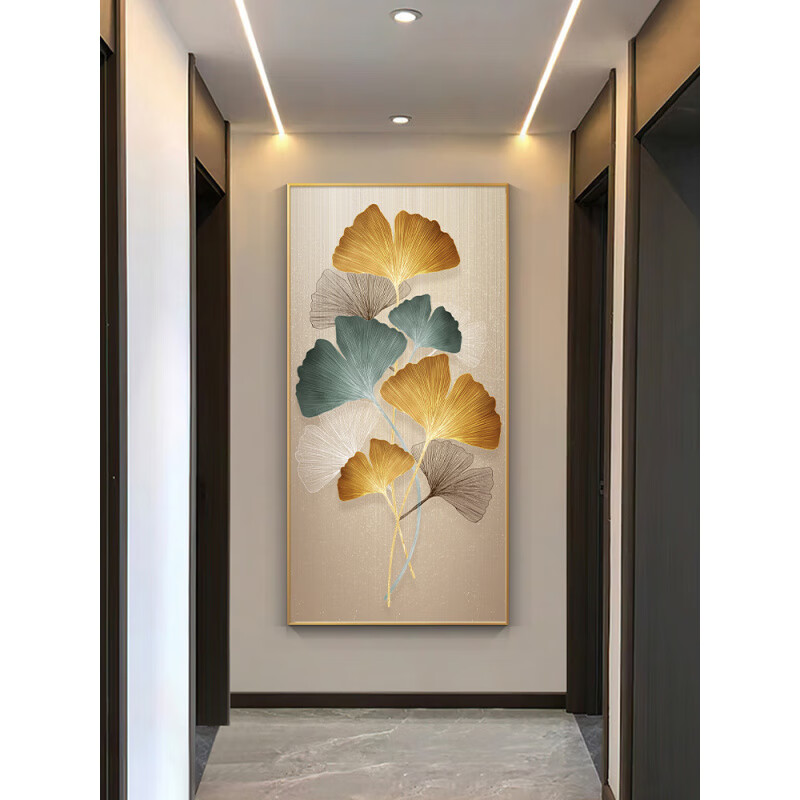 维诺亚玄关装饰画轻奢走廊过道入户门正对墙挂画竖版大气高清大图