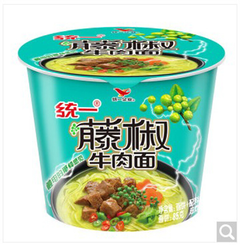 统一藤娇藤椒牛肉面105g12桶整箱装方便面
