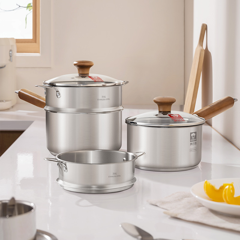 康巴赫316L不锈钢健康奶蒸锅高清大图