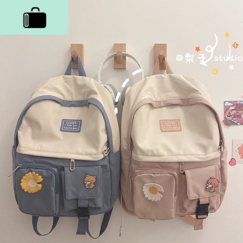 ins书包女韩版高中原宿ulzzang初中生中学生森系小清新花朵双肩包NEW LAKE图片