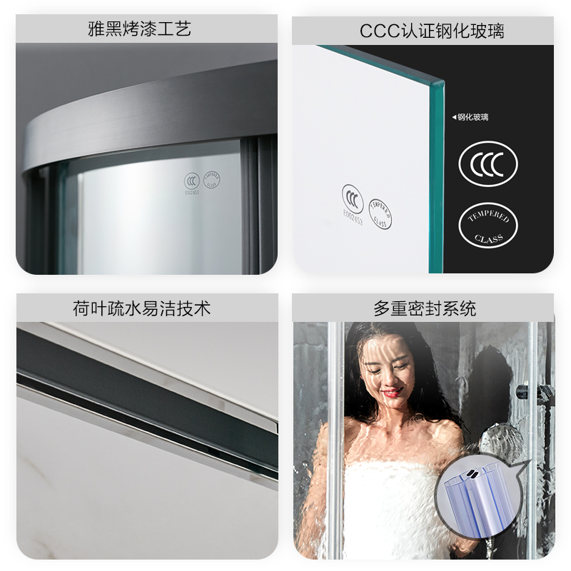 九牧淋浴房卫生间干湿分离隔断门一体式家用玻璃浴室洗澡间洗澡房M3124A-4F1-JMD