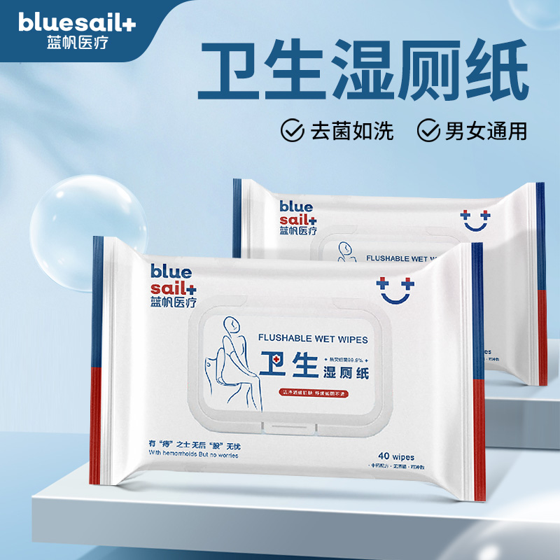 蓝帆 湿厕纸除菌液体湿擦卫生湿巾湿纸巾洁厕40片高清大图