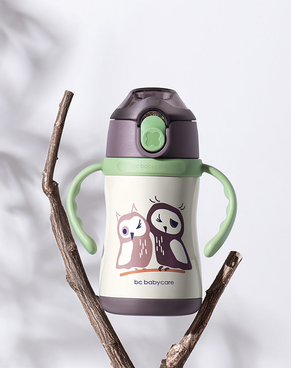 babycare儿童保温杯316婴儿宝宝学饮杯带吸管水杯防摔幼儿园水壶